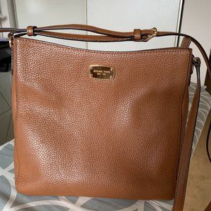 Michael Kors Pebble Embossed Leather Crossbody  purse, luggage gold